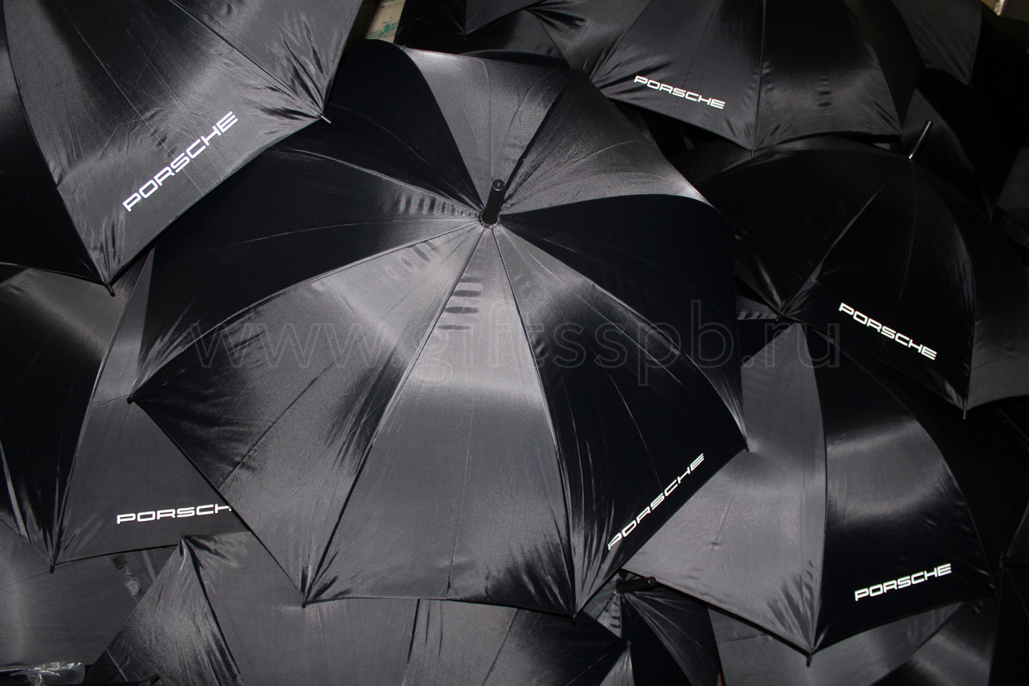 зонт трость черный печать с логотипом Porsche санкт-петербург